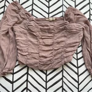 Dry Goods // LA Hearts 3/4 Sleeve Light Pink Crop Tank